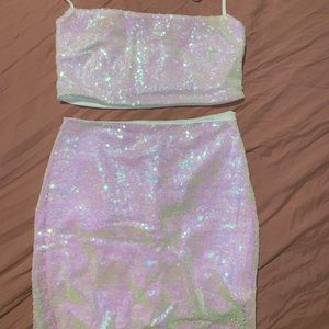 2 piece crop top and skirt set